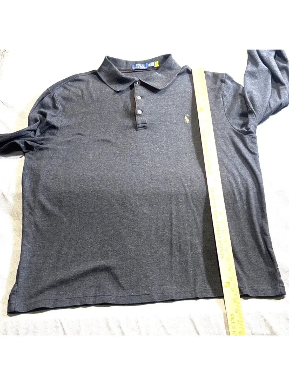 Polo Ralph Lauren 2XLT Long Sleeve Polo Shirt Heather Gray Cotton Blend